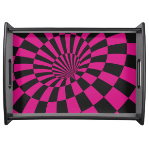 Black and Pink Optical Illusion Serving Tray