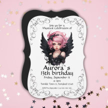 Black And Pink Pastel Goth Fairy 13th Birthday