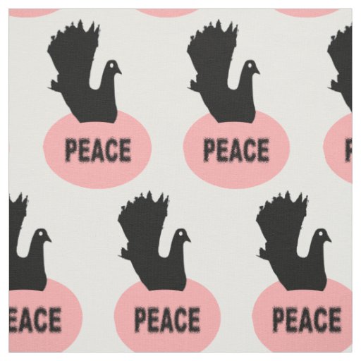 Black and Pink Peace Dove Patterned Craft Fabric