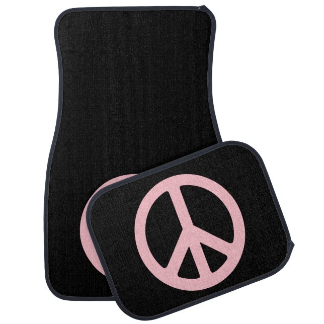 Black and Pink Peace Symbol Car Mat (Set)