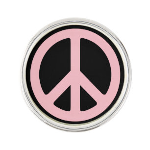 Black and Pink Peace Symbol Lapel Pin