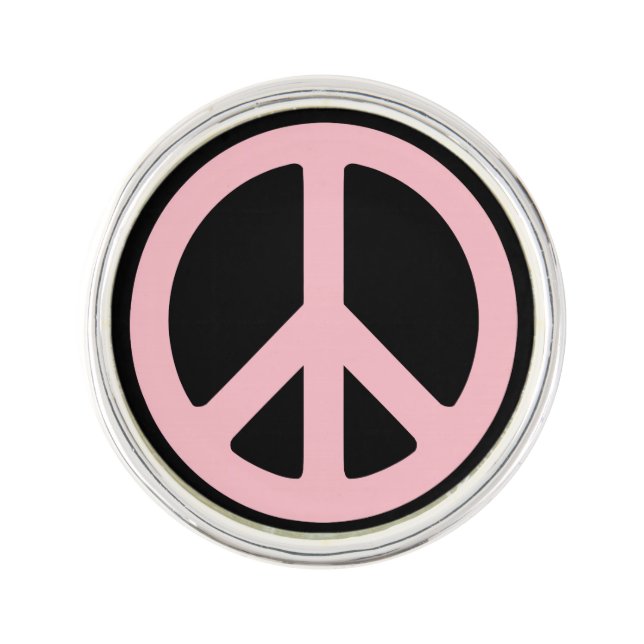 Black and Pink Peace Symbol Lapel Pin (Front)
