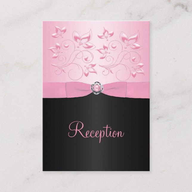 Black and Pink Pearl Loveknot Enclosure Card (Front)