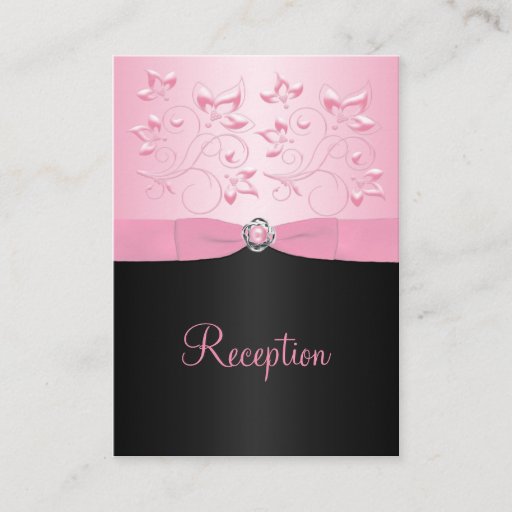 Customizable Black and Pink Pearl Loveknot Enclosure Card Business Card Template