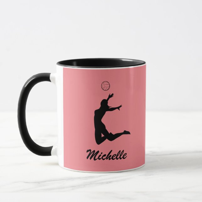black and pink Personalized Volleyball  Mug (Left)
