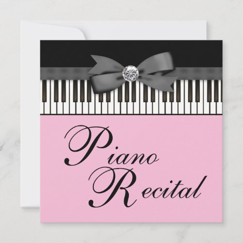 Black and Pink Piano Keys Recital Invitation