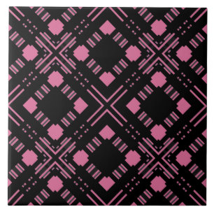 Black and pink plaid tile