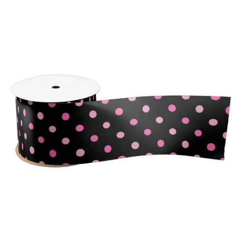 Black and Pink Polka Dot Birthday Satin Ribbon