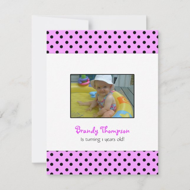Black and Pink Polka Dot Party Invitation (Front)