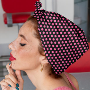 Black and Pink Polka Dots Bandana
