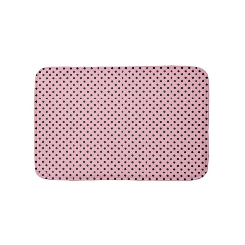 Black and pink polka dots bath mat