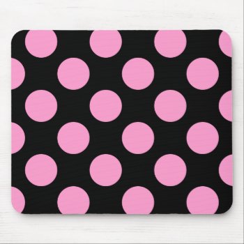Black And Pink Polka Dots Mouse Pad by pinkgifts4you at Zazzle