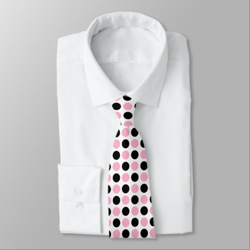 Black and Pink Polka Dots Neck Tie