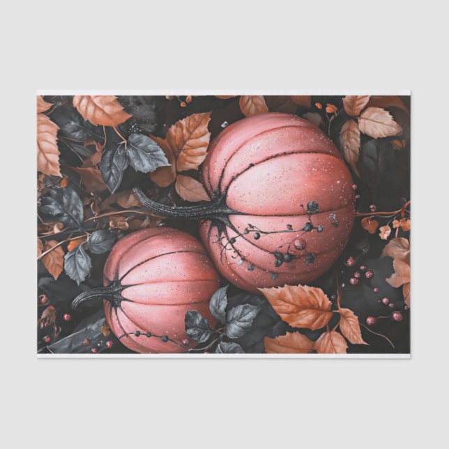 Black and Pink Pumpkin Fall Decoupage Tissue Paper (Front)