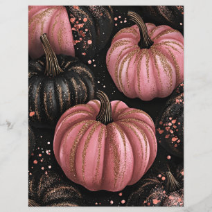 Black and Pink pumpkins pattern scrapbook paper