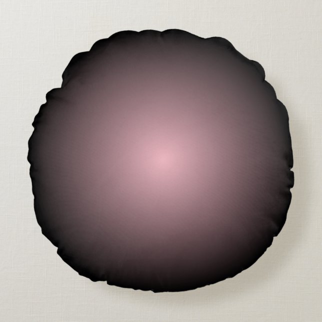 Black and Pink Radial Gradient Round Pillow (Front)