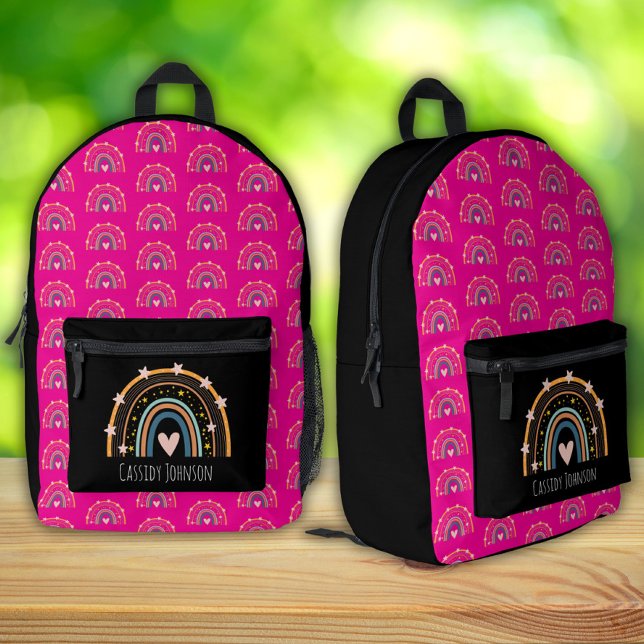 Black and pink rainbow kids  printed backpack (Creator Uploaded)