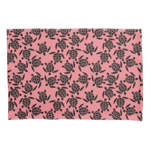 Black And Pink Repeat Motif   Sea Turtle Pattern Pillow Case