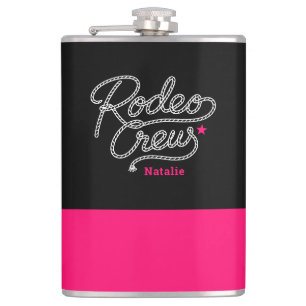 Black and Pink Rodeo Crew Western Bachelorette Flask