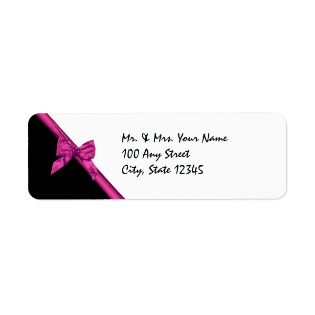 Black and Pink Satin Ribbon Label (Front)