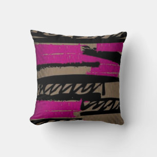 Black and Pink Scribble Pillow