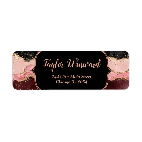 Black and Pink Sequins Agate Label