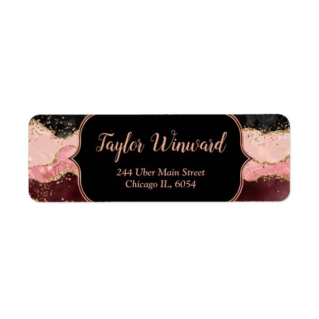 Black and Pink Sequins Agate Label (Front)