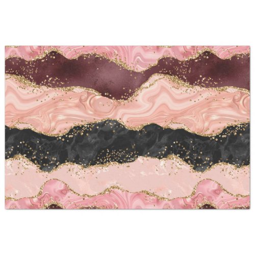 Black and Pink Sequins Agate Tissue Paper