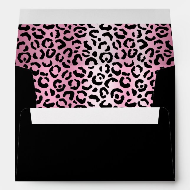 Black and Pink Shimmer Gradient Leopard Girly Glam Envelope (Back (Bottom))