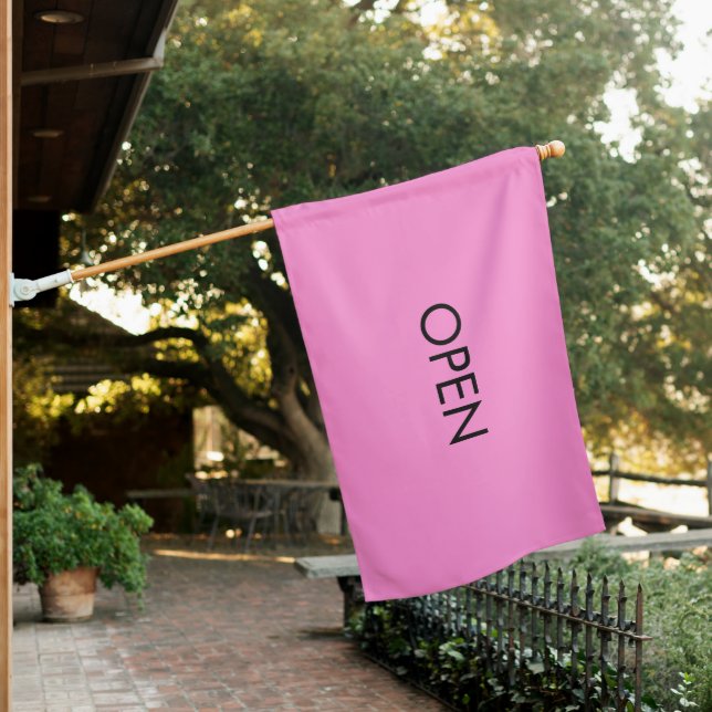 Black and Pink Small Business Open Sign Flag       (In SItu)