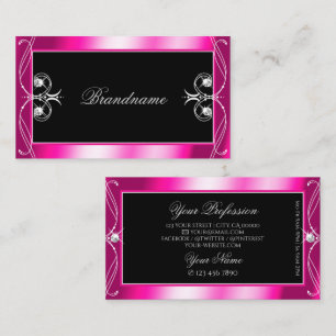 Black and Pink Sparkle Diamonds Ornate Ornaments Business Card