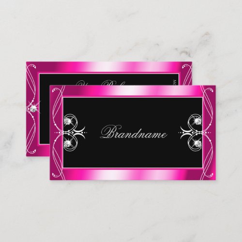 Black and Pink Sparkle Diamonds Ornate Ornaments Business Card