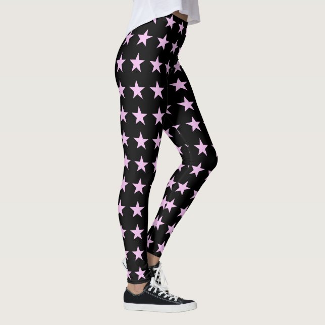 Black and Pink Star Print Leggings (Right)