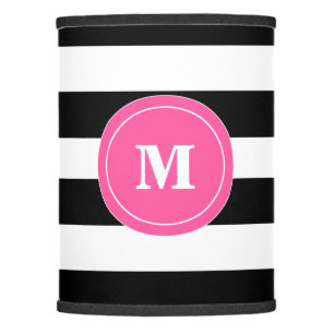 Black and Pink Stripe Monogram Lamp Shade