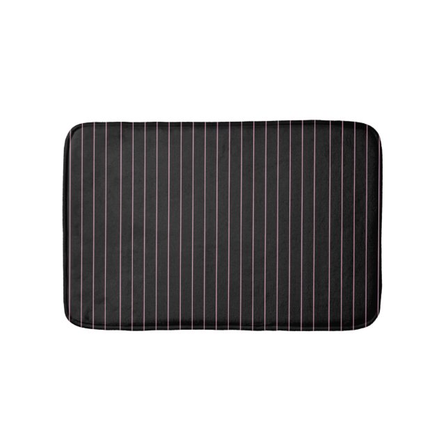 black and pink striped bath mat (Front)