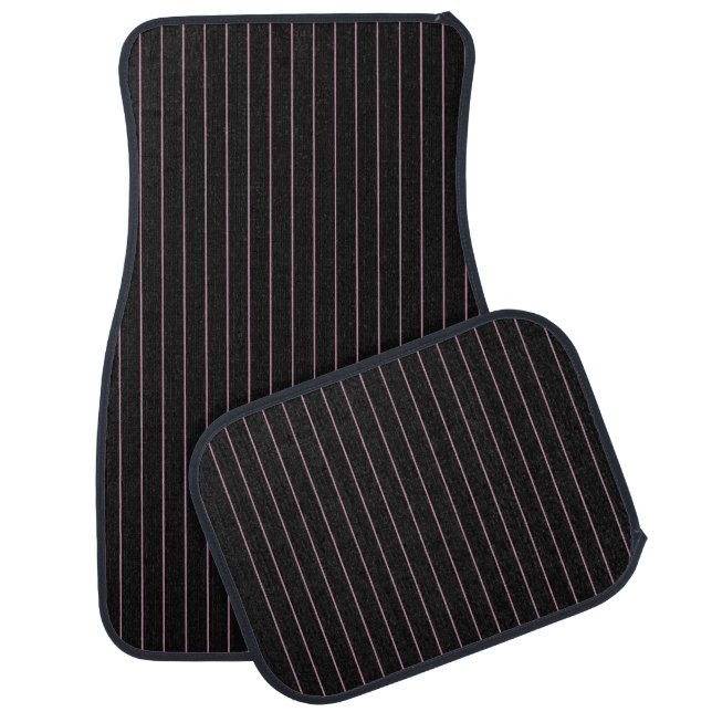 black and pink striped car floor mat (Set)