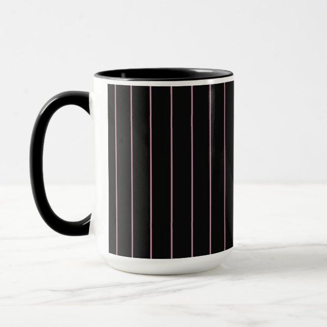black and pink striped mug (Left)