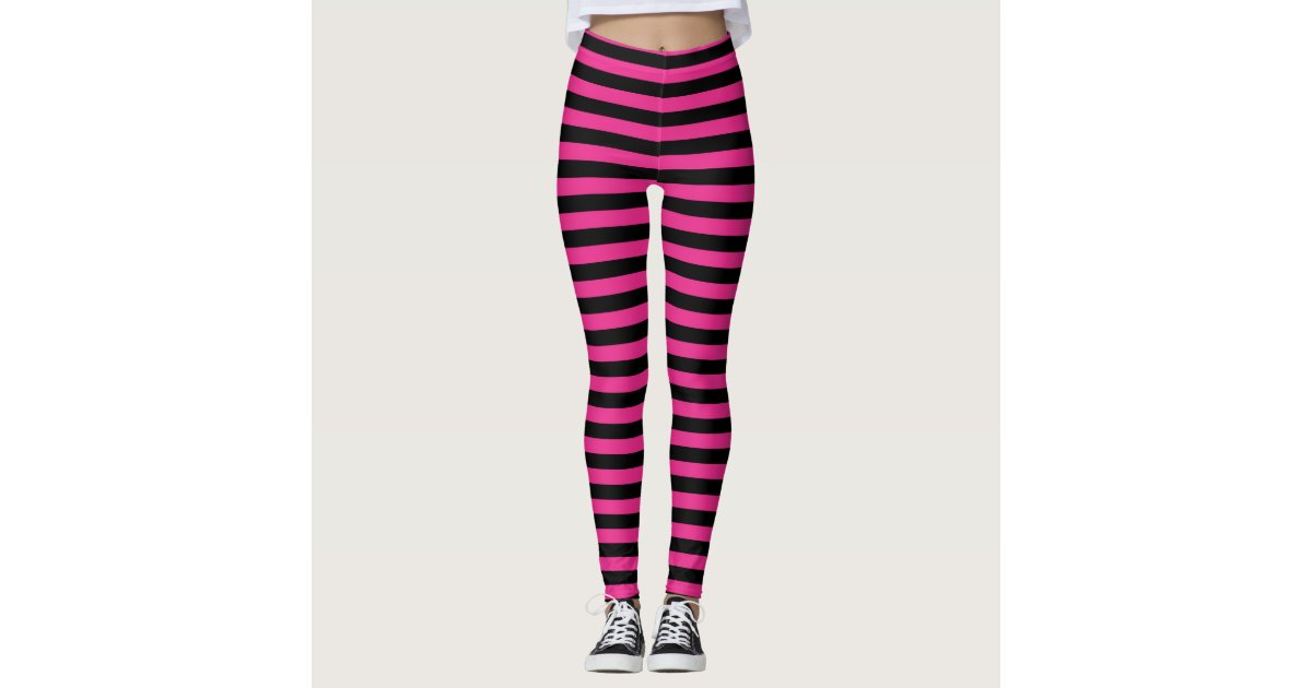 Red and Black Striped Leggings Women, Halloween Witch Goth Printed Yog