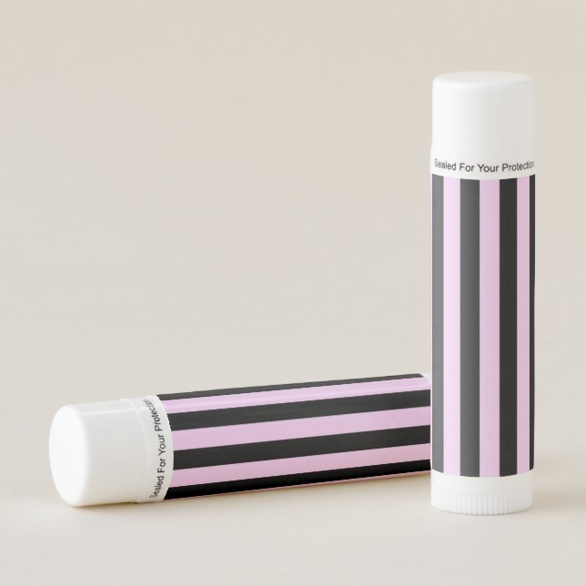 Black and Pink Stripes Lip Balm (Front)