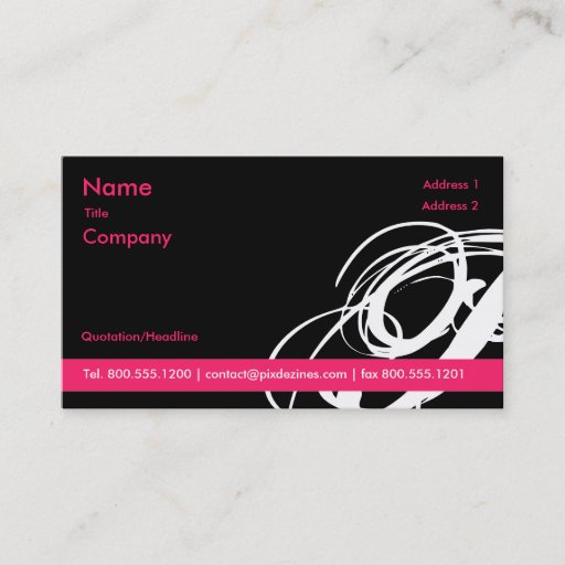 Customizable Black and Pink Swoosh... profile cards Business Card Templates