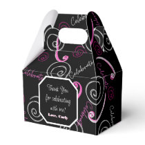 Black and Pink teen birthday party favor boxes