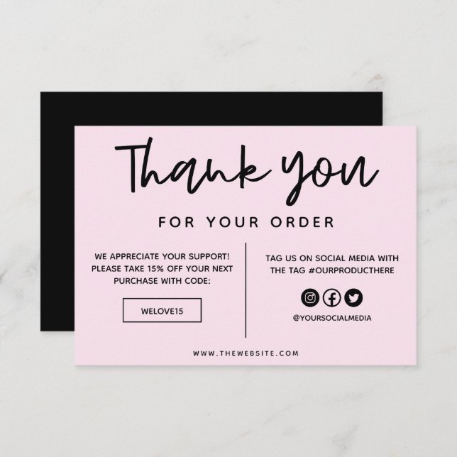 Black and Pink Thank you Media Insert (Front/Back)