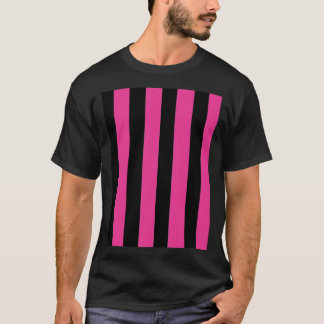 Black and Pink Vertical Striped Design T-Shirt