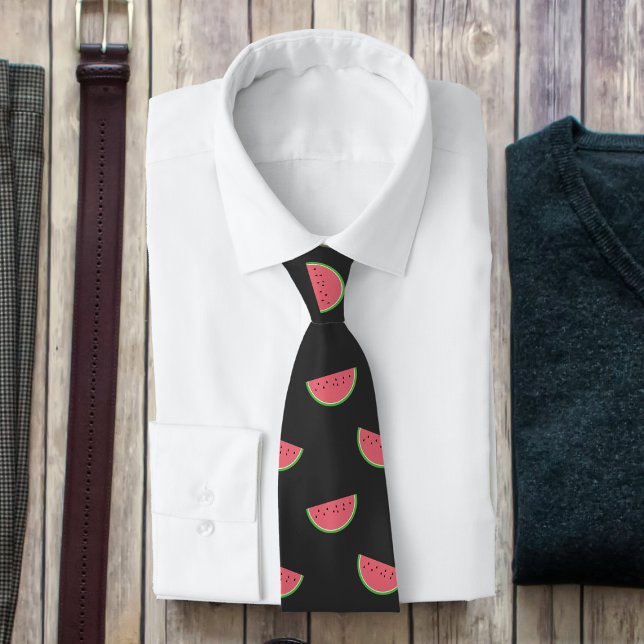 Black and Pink Watermelon Pattern Summer Tie (Creator Uploaded)
