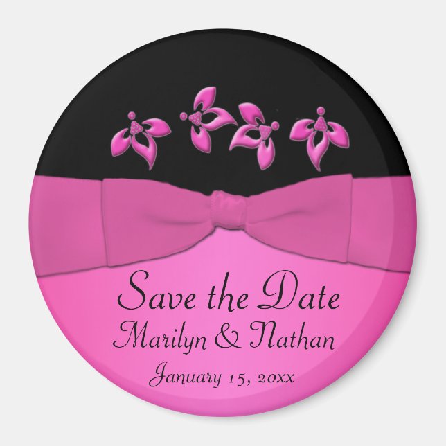 Black and Pink Wedding Favor Magnet (Front)
