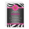 Black and Pink, Zebra Bridal Shower Invitation