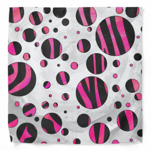 Black and Pink Zebra Polka Dots Bandana