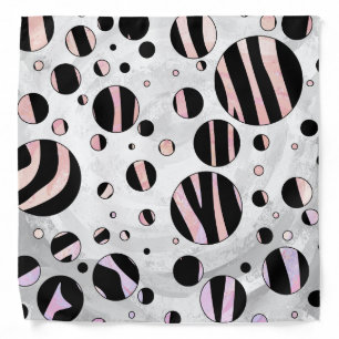 Black and Pink Zebra Polka Dots Bandana