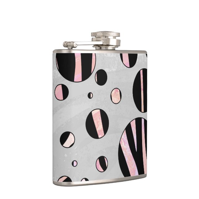 Black and Pink Zebra Polka Dots Flask (Right)