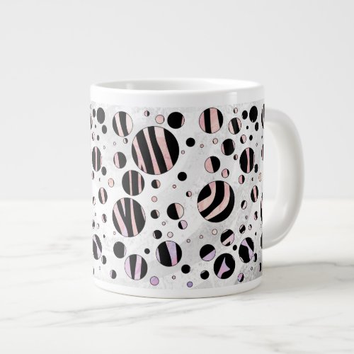 Black and Pink Zebra Polka Dots Large Coffee Mug